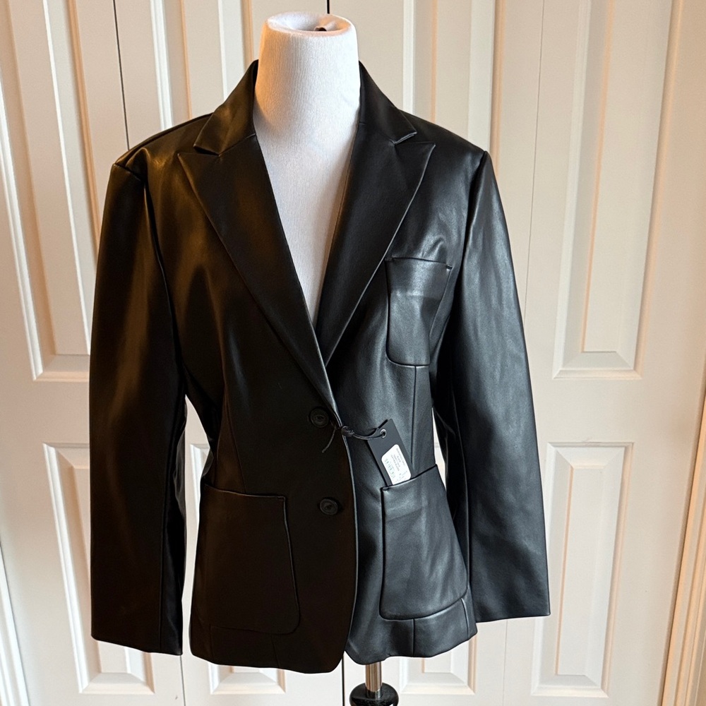 rag & bone Sleek Black Faux Leather Blazer NWT